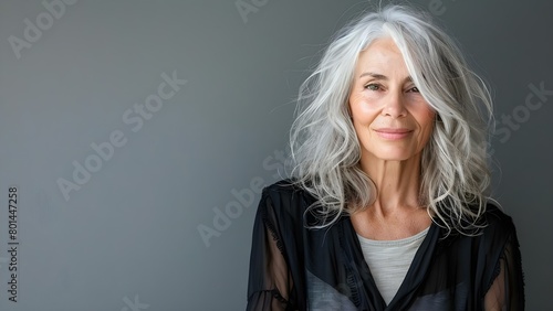 Stylish older woman maintains youthful appearance through selfcare and wellness practices . Concept Fashion & Style, Aging Gracefully, Self-care, Wellness Practices, Youthful Appearance photo