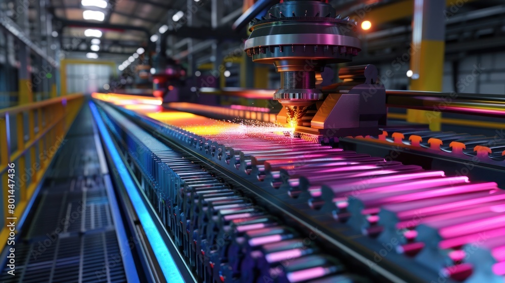 Colorful Lighting on a Hightech Gear Grinding Machine in D