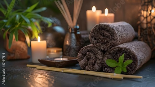 Relaxation Haven: A Spa Wellness Center Offering Brown Towels, Bamboo Sticks, Candles, and Luxurious Body Treatments. Concept Spa Experience, Wellness Retreat, Relaxation Haven