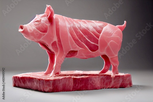 raw meat sculpture of a pig