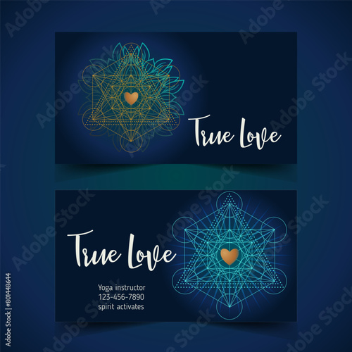 Stretch and Strength. Yoga card, flyer, poster, mat design. Colorful template for spiritual retreat or yoga studio. Ornamental business cards, oriental pattern. Vector illustration