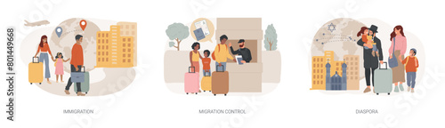 Residence permit isolated concept vector illustration set.