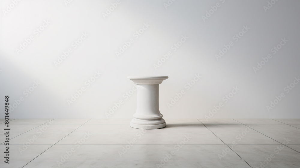 Pedestal with classic column shape in empty white room. Pedestal with classic column shape in empty white room.