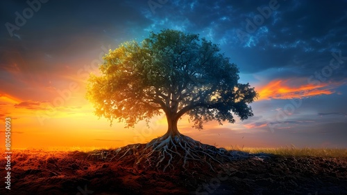 The Symbolism of a Tree with Deep Roots  Strength and Resilience in Addressing Social Responsibility. Concept Symbolism of a Tree  Deep Roots  Strength  Resilience  Social Responsibility