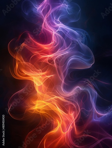 An ethereal being made of vibrant flowing energy. The being is a composite of swirling purples, blues, and yellows.
