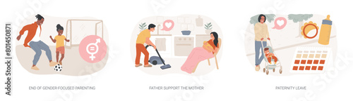 Parenting role isolated concept vector illustration set.