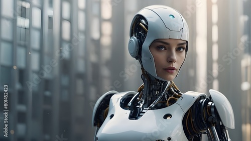 Poster featuring a lady robot with copy space, indicating the use of generative AI © Shehzad
