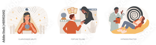 Extrasensory ability isolated concept vector illustration set.