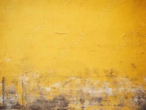 Yellow wall texture rough background dark concrete floor old grunge background painted color stucco texture with copy space empty blank copyspace © Lenhard