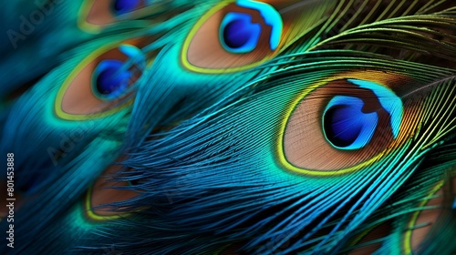 Peacock feathers illustration on transparent background