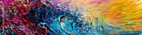 Dynamic waves of vibrant hues crash and collide, creating a symphony of energy and excitement in their wake.