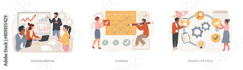 Project management isolated concept vector illustration set.