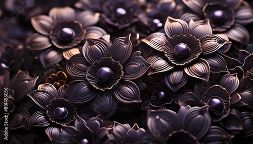 dark decorative volumetric flowers