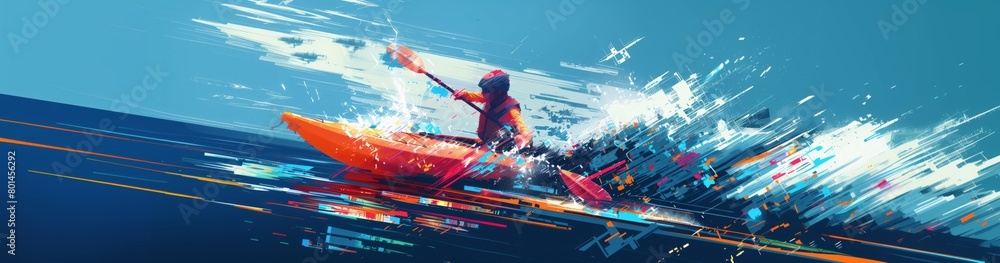 Dynamic kayak adventure abstract illustration Dynamic kayak adventure abstract illustration
