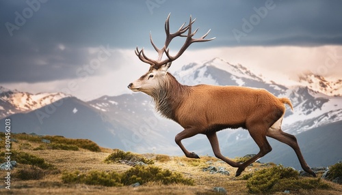 isolated red deer running