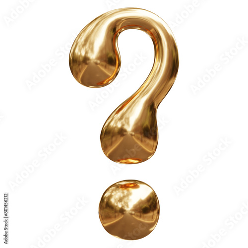 Modern and attractive gulden question mark isolated on transparent background photo