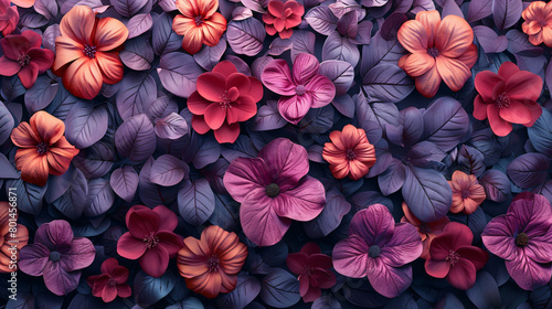 Colorful Floral Tapestry with Purple and Red Blossoms