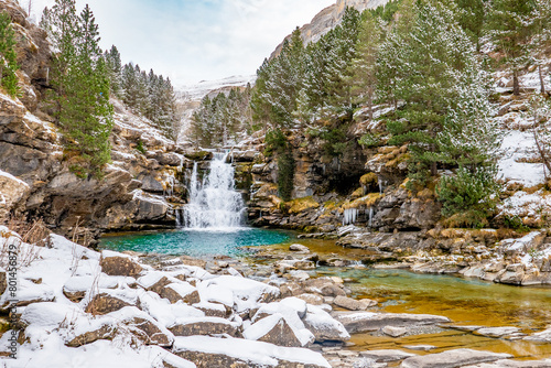 Waterfalls in Gradas de Soaso, Ordesa and Monte Perdido National Park, Huesca, Spain. photo