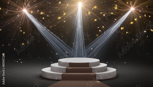 stage podium scene with lighting stage podium scene with for award ceremony on dark background vector style illustration