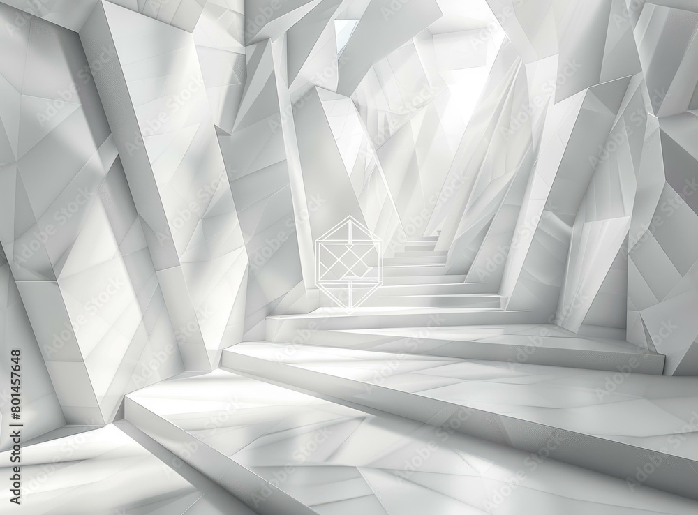 Fototapeta premium Mystical White Minimalist Staircase