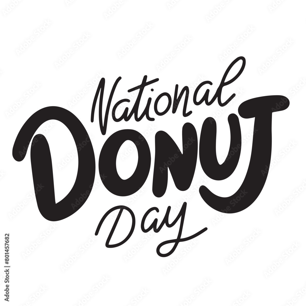 Fototapeta premium National Donut Day text banner in black color. Hand drawn vector art.