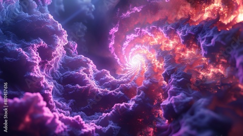 Mystical Space Cloudscape with Purple  Blue  and Red Hues