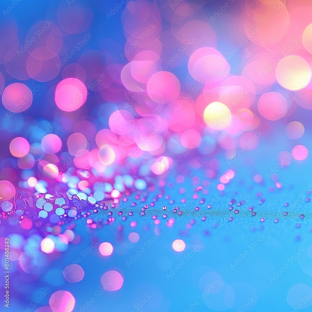 Pink and blue glitter texture with blurred lights background