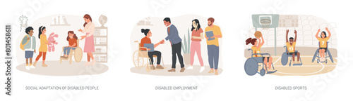 Inclusive social environment isolated concept vector illustration set.