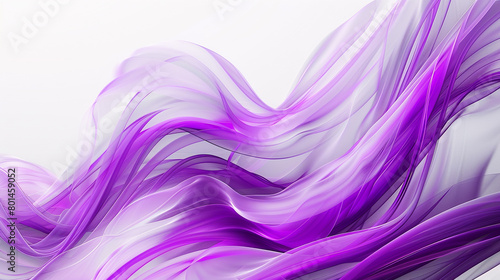 An ultra HD image depicting swirling waves in bright purple and soft grey, set dramatically against a white background, designed to look like a high-definition camera shot.