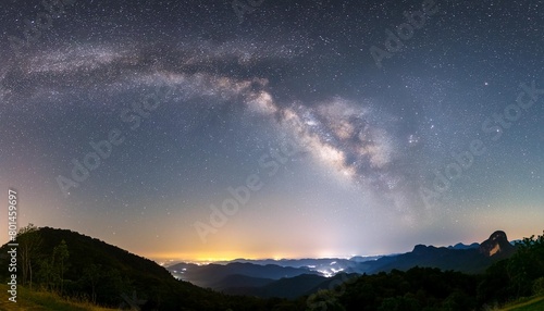 panorama view universe space and milky way galaxy with stars on night sky background © Adrian