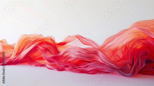 A bright coral wave  vibrant and lively  sweeping smoothly across a white canvas  presented in a detailed ultra high-definition photo.