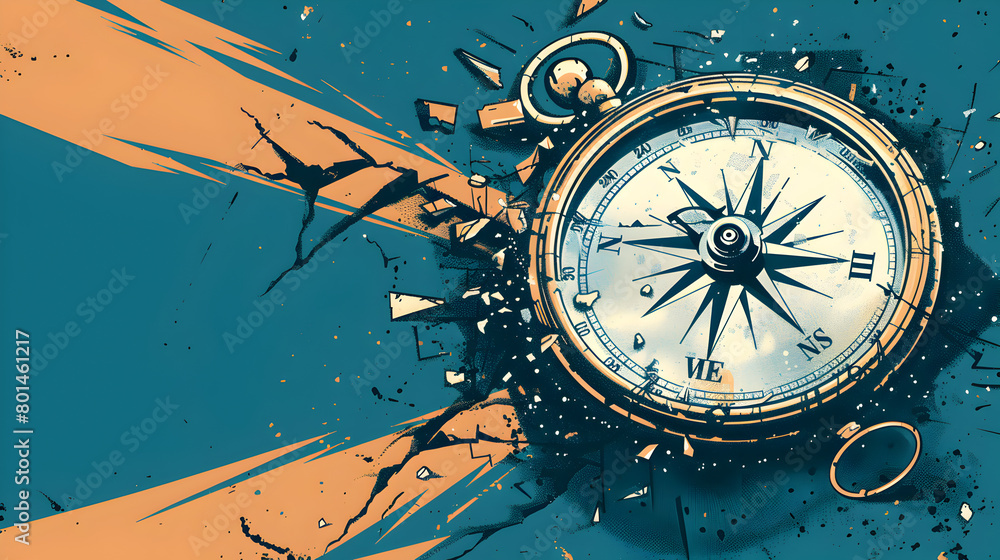 Illustration of a broken compass to symbolize directionlessness.


