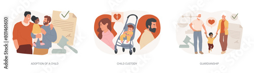 Parenting isolated concept vector illustration set.