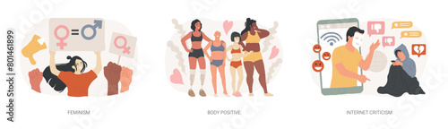 Social activism isolated concept vector illustration set.