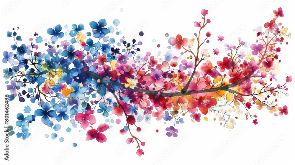 Illustration of a branch with blooming flowers Illustration of a branch with blooming flowers