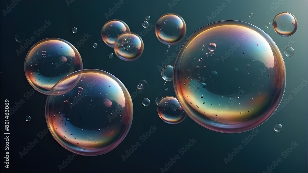 Realistic soap bubbles in vector format on a clear backdrop
