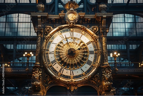 Golden clock of the museum D'Orsay photo