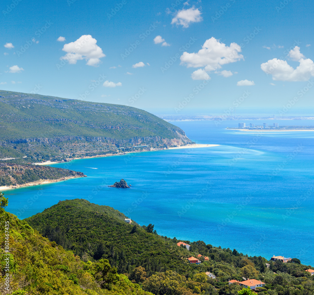 Summer sea coast landscape. View from Nature Park of Arrabida in Setubal, Portugal. Summer sea coast landscape. View from Nature Park of Arrabida in Setubal, Portugal.