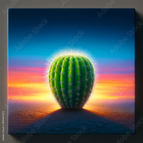 Tiny cactus against a vibrant dawn sky  cactus  cactuses