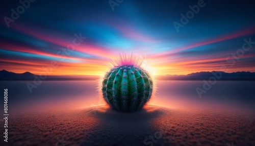 Tiny cactus against a vibrant dawn sky  cactus  cactuses