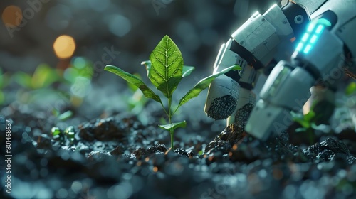 harmonious fusion of nature and technology sustainable seed planting futuristic 8k uhd illustration photo