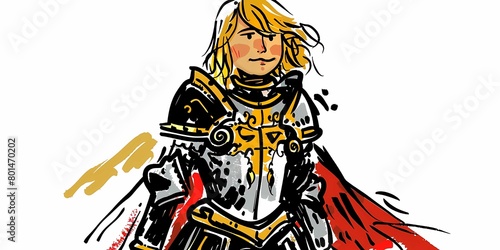 knight girl, medieval illustration, desktop background © Nikita