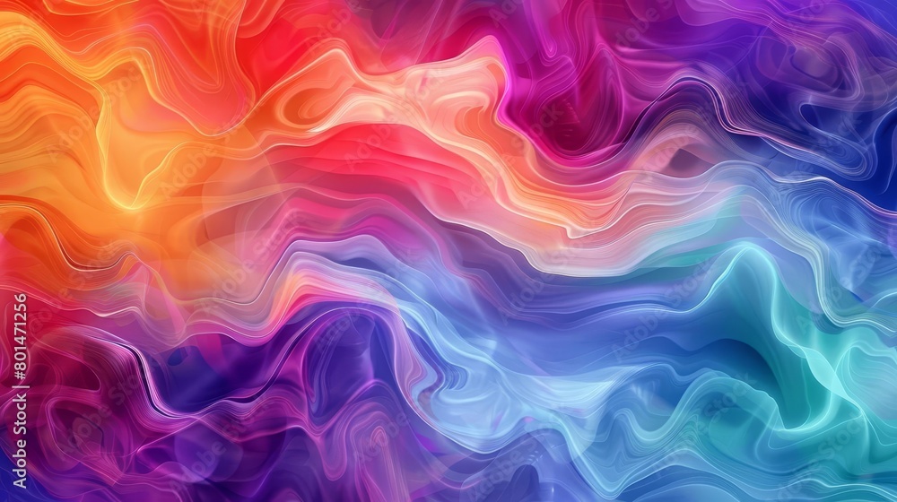 Obraz premium iridescent dreamscape flowing abstract waves in vibrant colors dynamic wallpaper background digital art