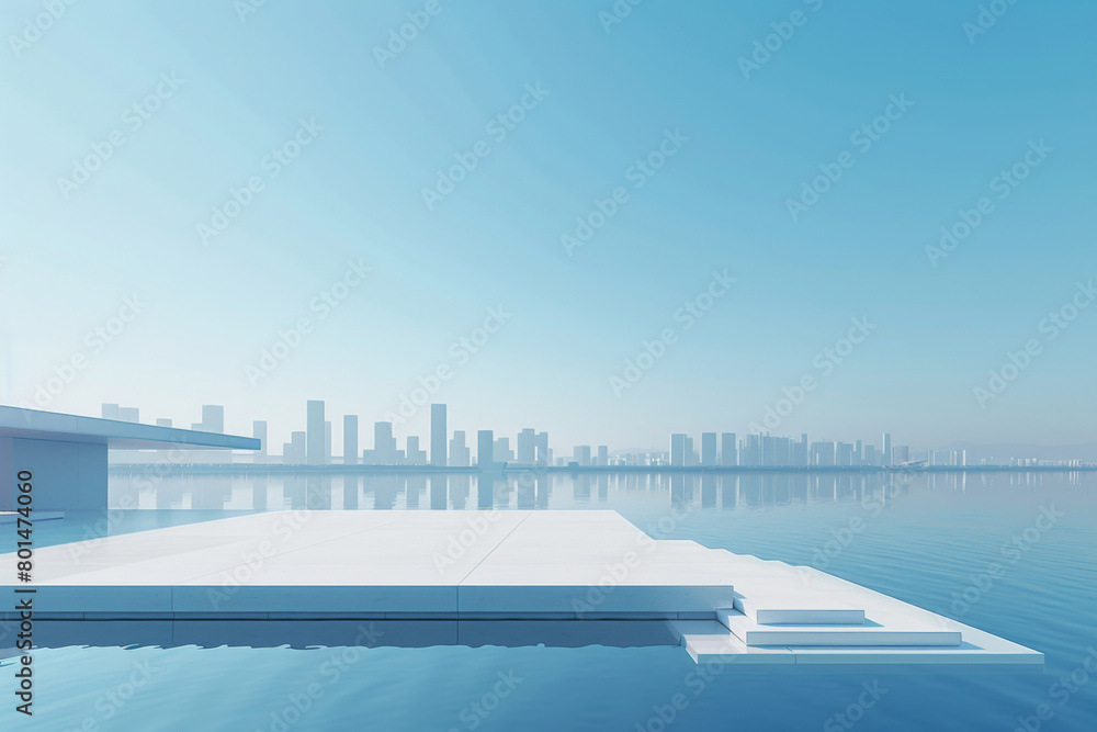 Modern buildings by the lake. The modern urban skyline is in the background. Modern buildings by the lake. The modern urban skyline is in the background.