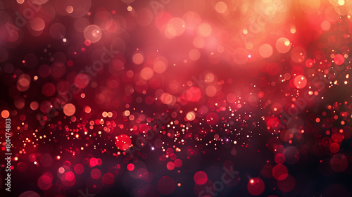Deep Fiery Red Bokeh Lights and Glitter Sparkle on Soft Abstract Background, Realistic HD Quality