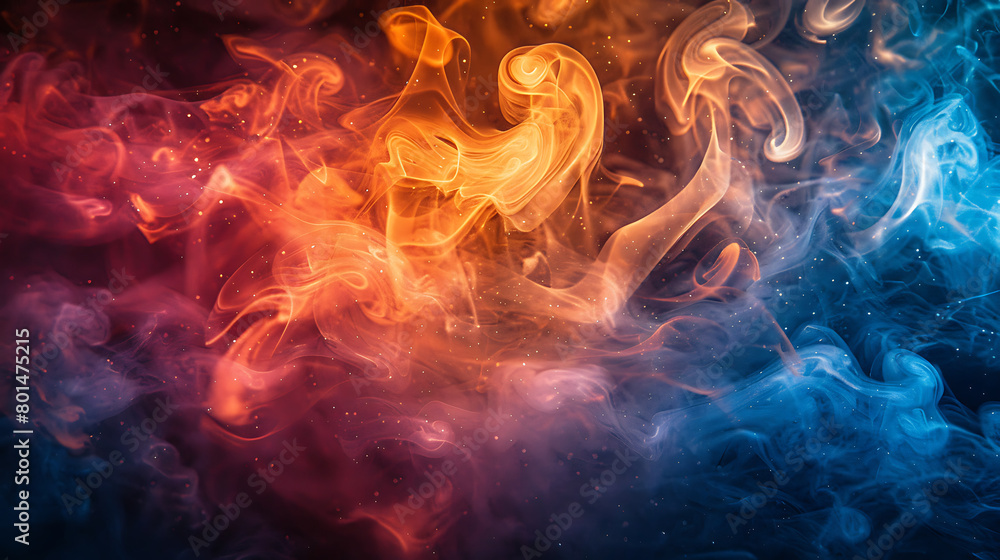 Abstract colorful, multi-colored smoke spreading with Neon effect, bright background