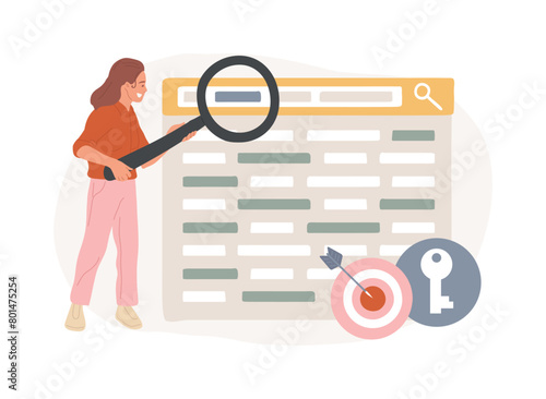 Keyword research isolated concept vector illustration.