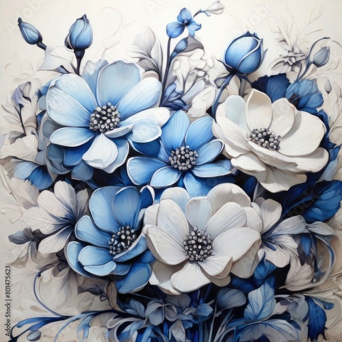 A beautiful arrangement of blue flowers