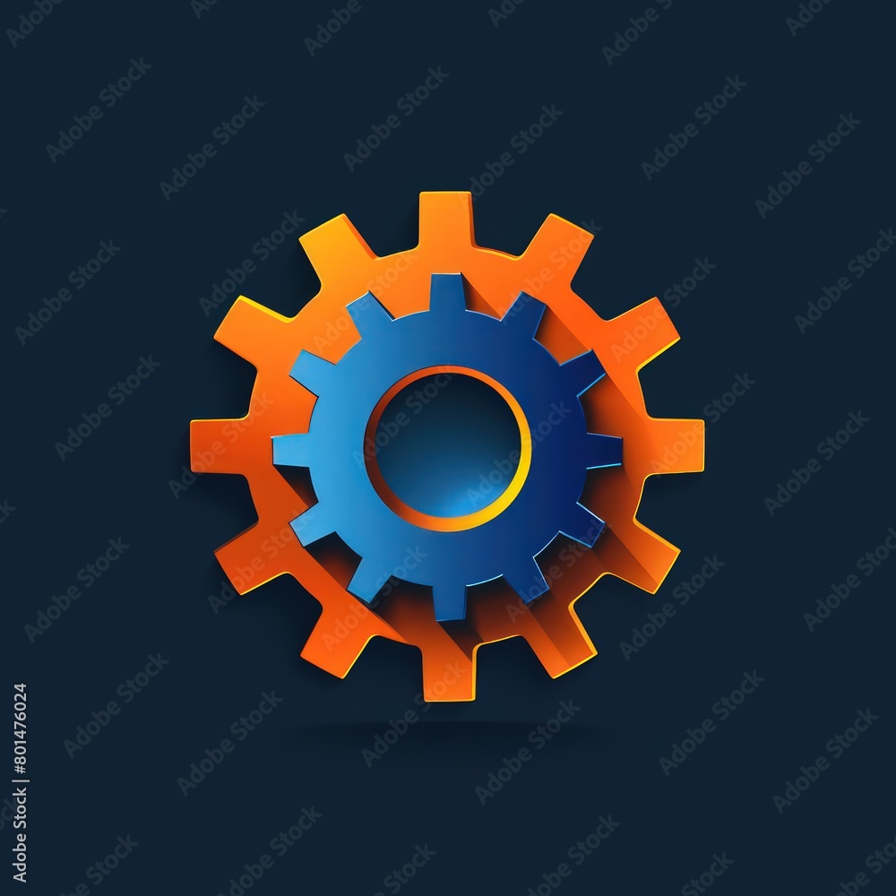 A stylized illustration of a gear in blue and orange, symbolizing mechanics, technology, and engineering in a clean design. A stylized illustration of a gear in blue and orange, symbolizing mechanics, technology, and engineering in a clean design.