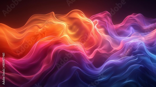 Create a seamless looping animation of a glowing, abstract, colorful, flowing, wavy pattern